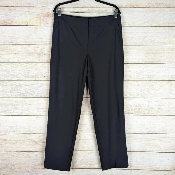 St. John Caviar Women’s Size 10 Straight Wide Leg Woolen Pants High Rise Black - Picture 12 of 12